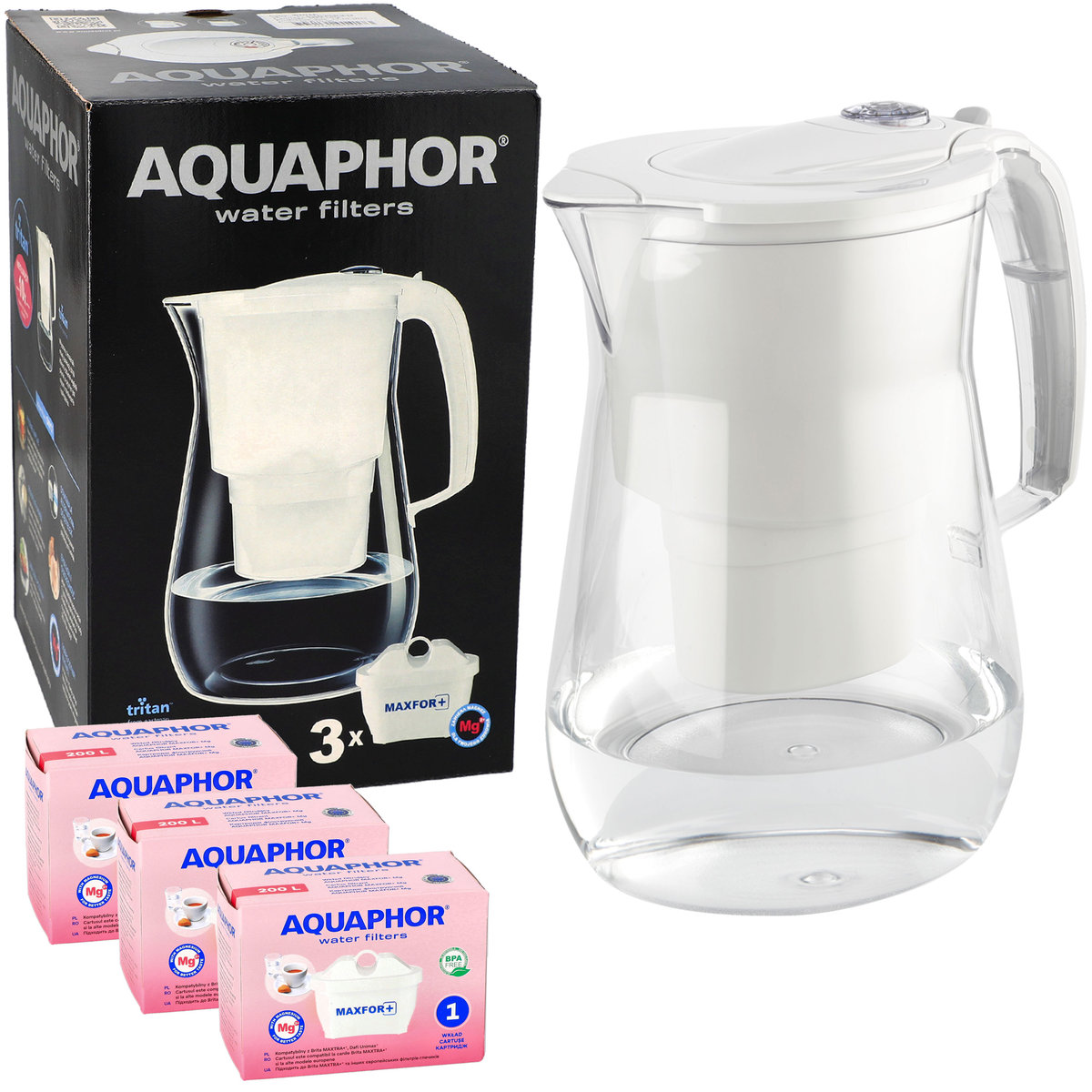 Dzbanek filtrujący wodę Aquaphor ONYX BIAŁY 4.2L + 3x filtr wkład MAGNEZOWY