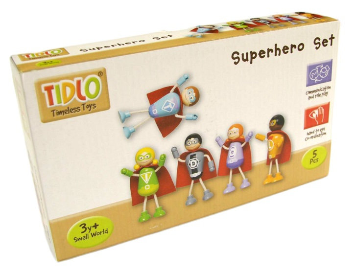 Zestaw 5 drewnianych superbohaterów Tidlo T0408