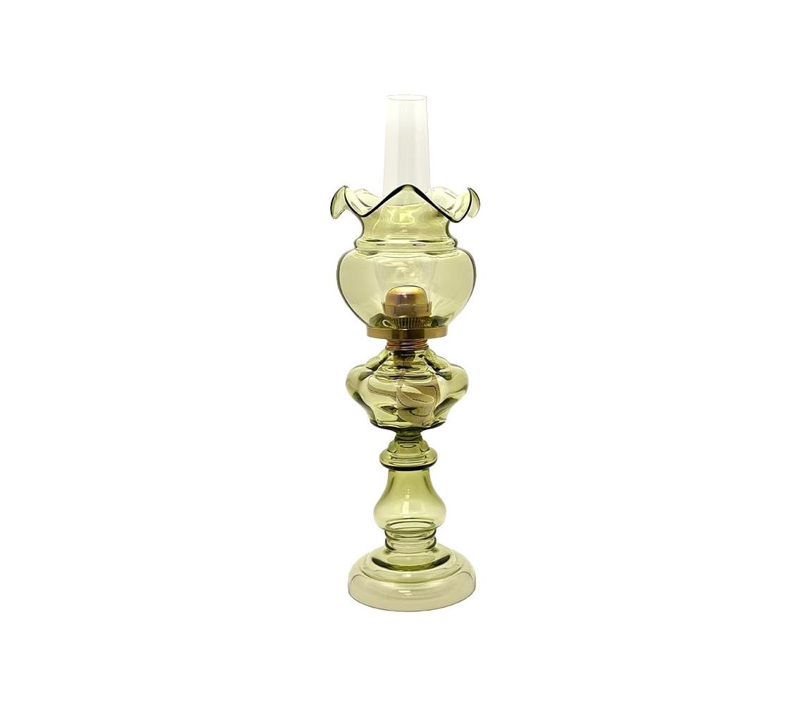 Lampa naftowa MARCELA 52 cm leśna zieleń z kloszem