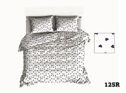 Extrapościel Pościel bawełniana 150x200 R125 biała serca serduszka granatowe 316D 1 poszewka 50x60