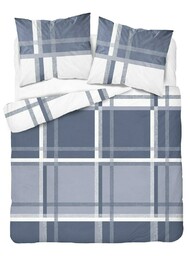 Detexpol Pościel bawełniana 220x200 kratka niebieska biała 4695 B Bawełna 37