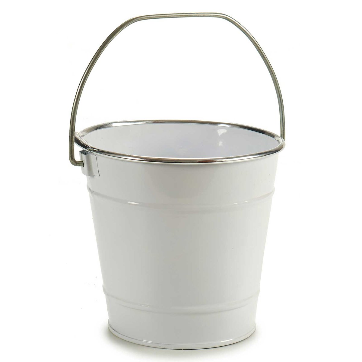 Osłonka na doniczkę typu wiaderko, cynkowa, biała, Ø 16 cm
