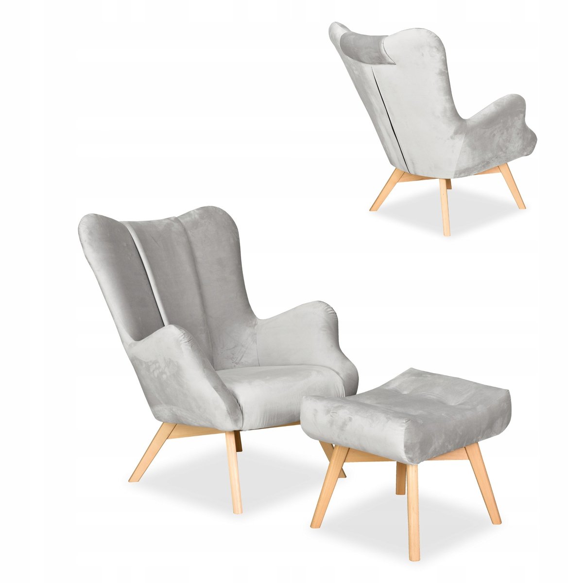 Fotel skandynawski Vika z podnóżkiem Family Meble