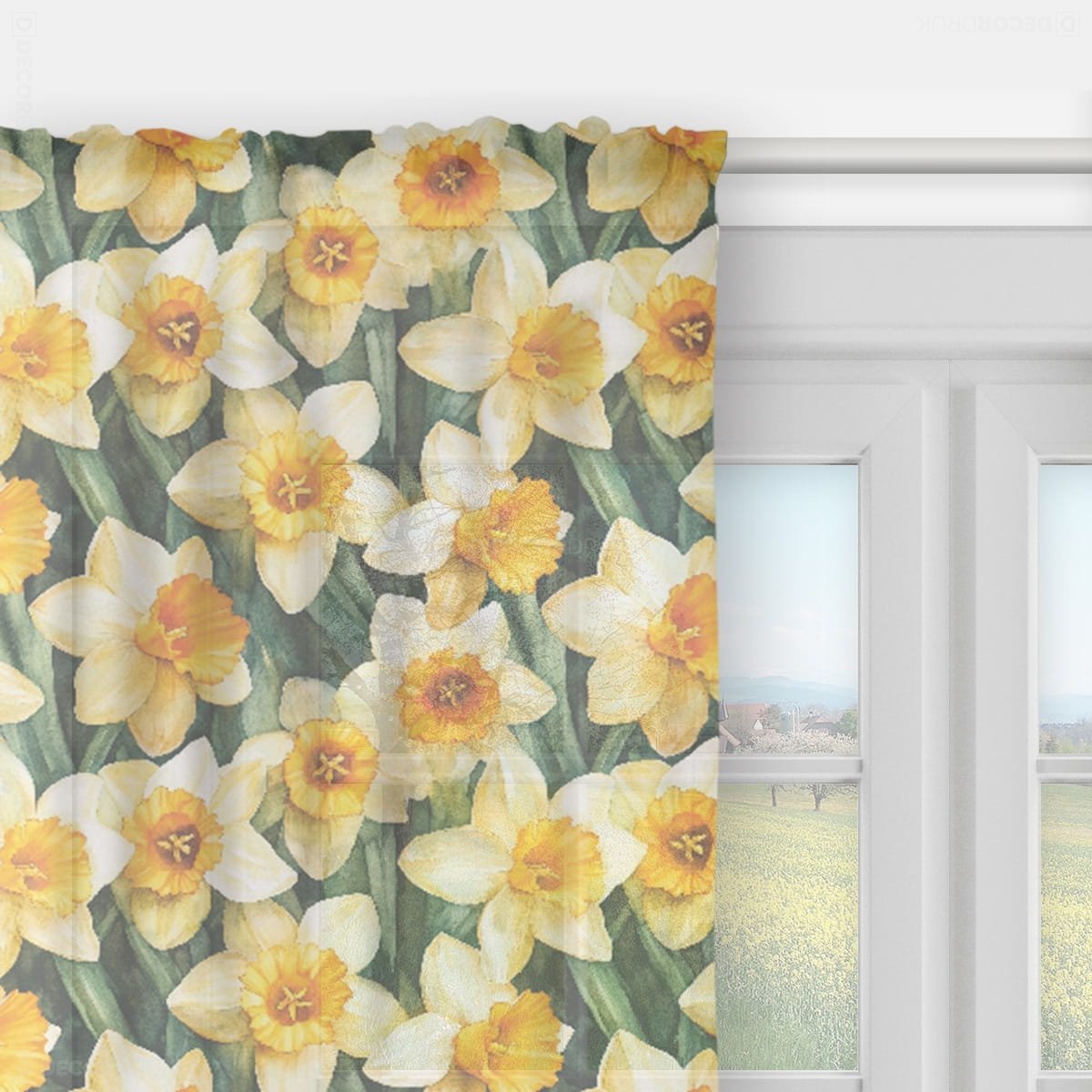Firana SPRING wzór SP03 żółte żonkile 140 x 200 cm