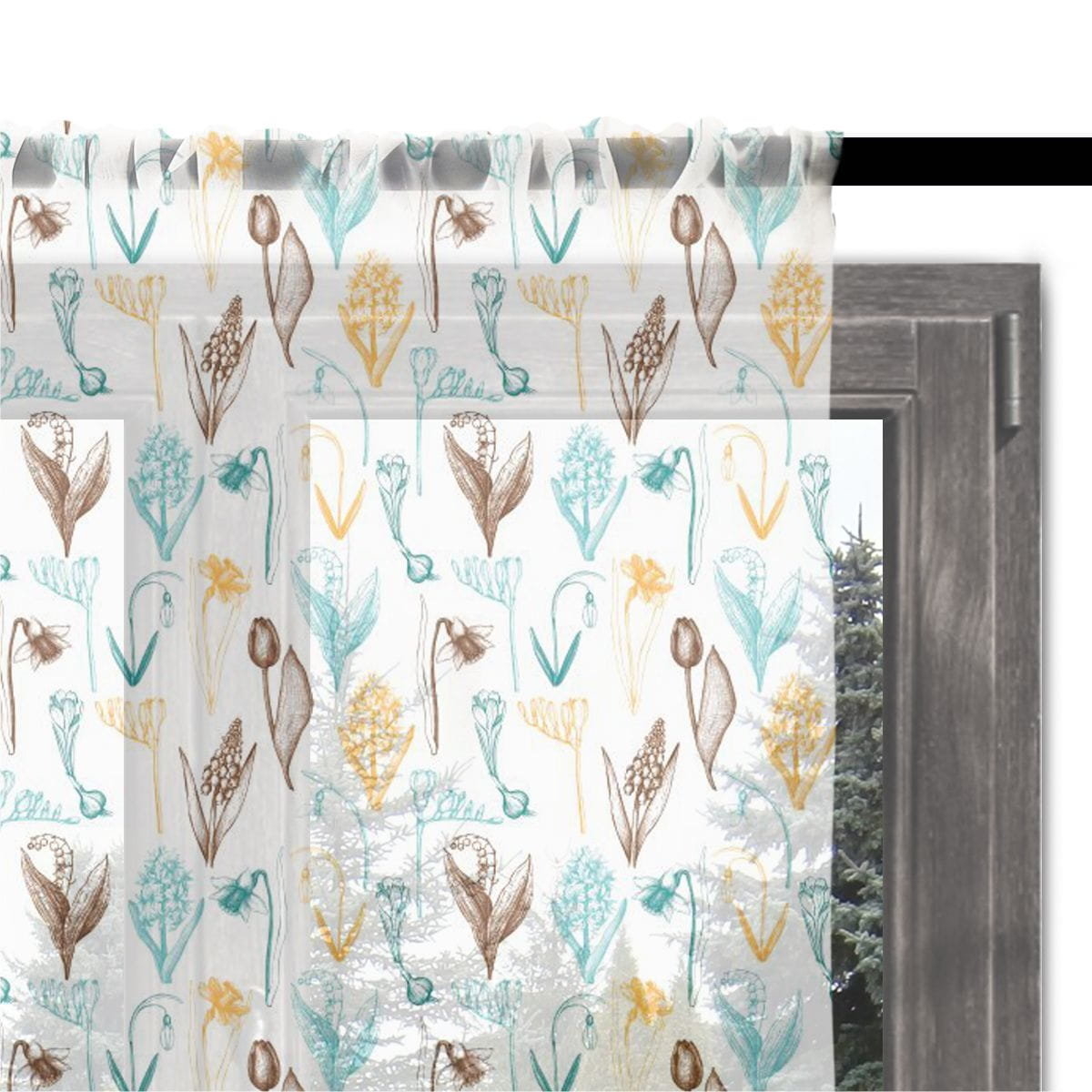 Firana SPRING wzór SP05 | pierwsze wiosenne kwiaty 140 x 230 cm