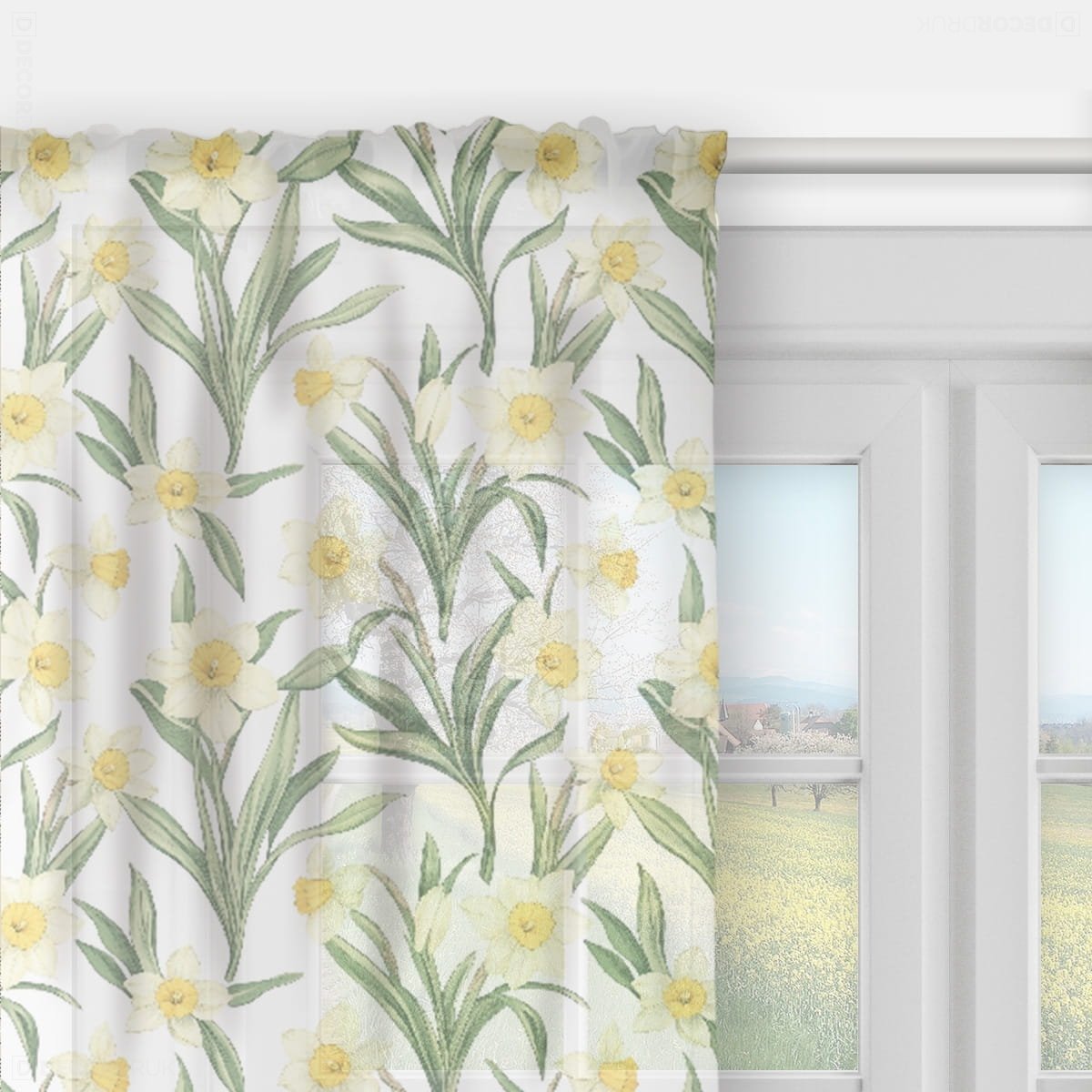 Firana SPRING wzór SP01 | delikatne żonkile 140 x 300 cm