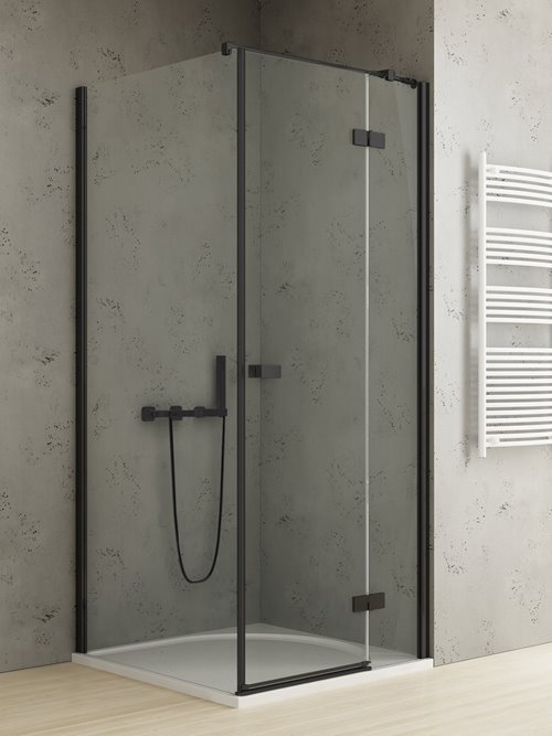 New Trendy Czarna kabina prysznicowa drzwi uchylne 90x80 prawa EXK-4927 Reflexa Black