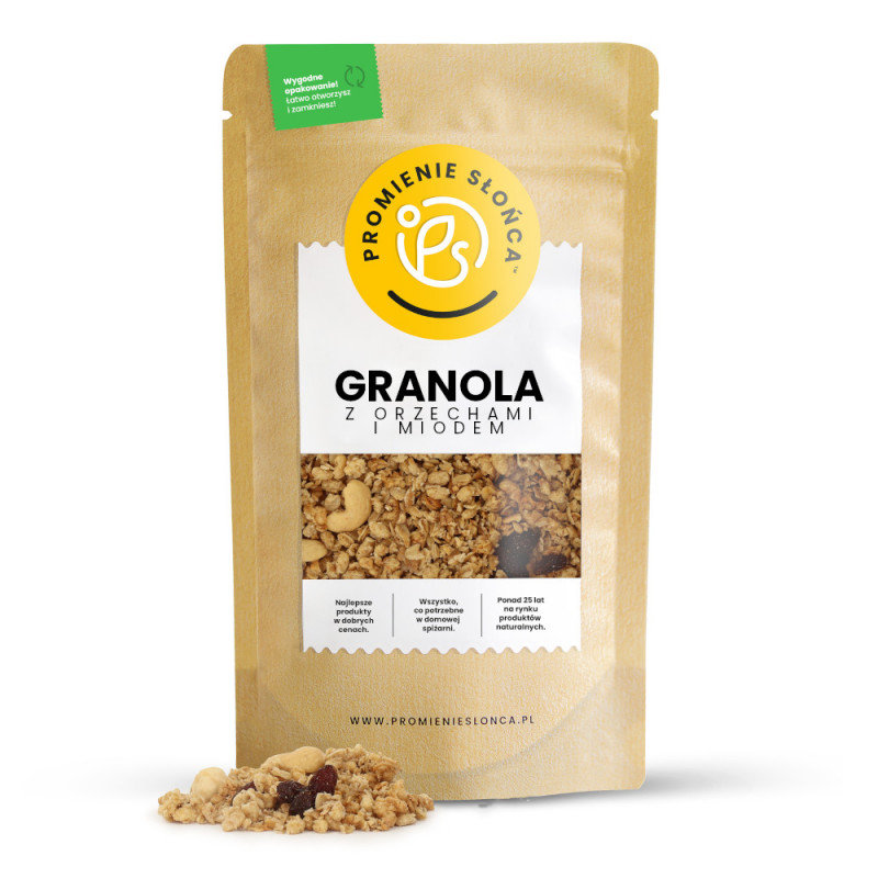 Promienie Słońca Granola z orzechami i miodem 500 g