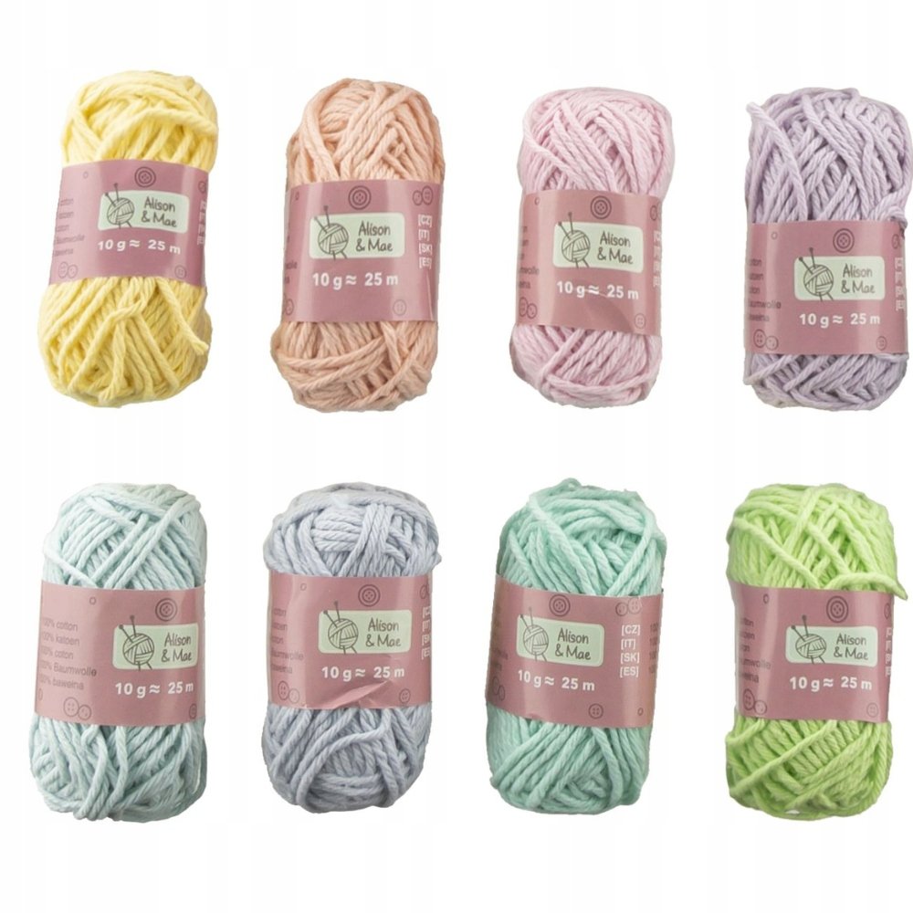 Zestaw Włóczek Bawełnianych Włóczki Nici 8 Szt