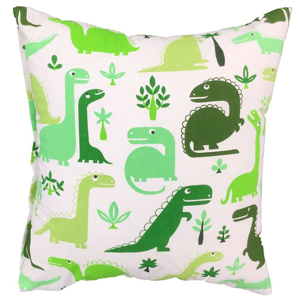 Poszewka 50x60 biała Dinozaury zielone oliwkowe