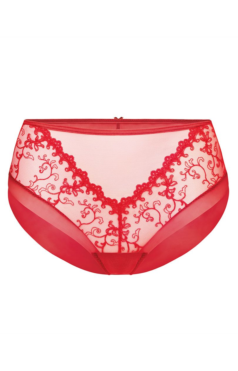 Klasyczne figi damskie czerwone Romance LV-F20, Kolor czerwony, Rozmiar L, Le Vernis - Primodo.com