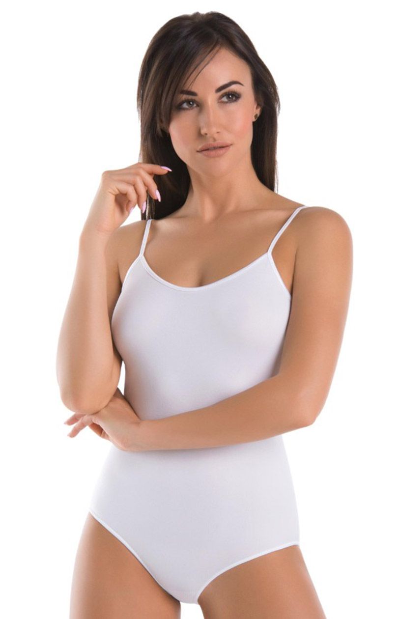 Gładkie białe body damskie Classico 2402, Kolor biały, Rozmiar 3XL, Teyli - Primodo.com