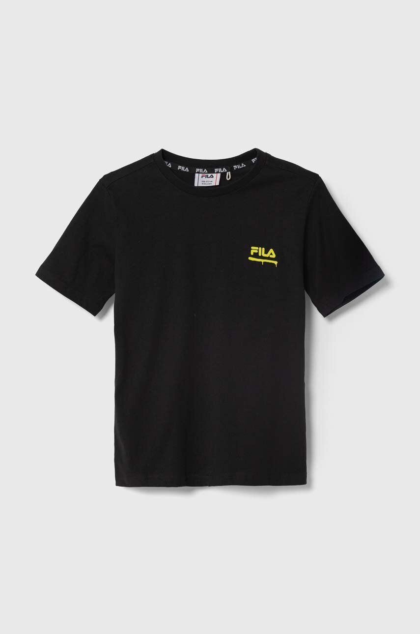 Fila t-shirt bawełniany dziecięcy LEGAU kolor czarny z nadrukiem