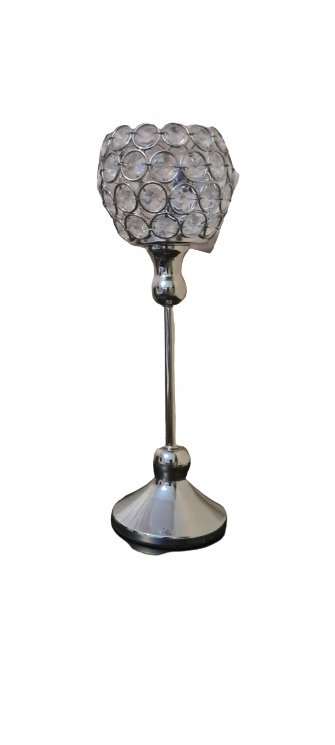 Świecznik srebrny z cyrkoniami na nóżce glamour