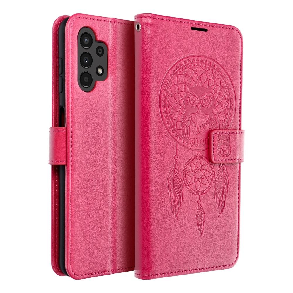 STYLOWE ZAMYKANE ETUI Z KLAPKĄ SAMSUNG A13 4G FUKSJA MAGENTA + SZKŁO