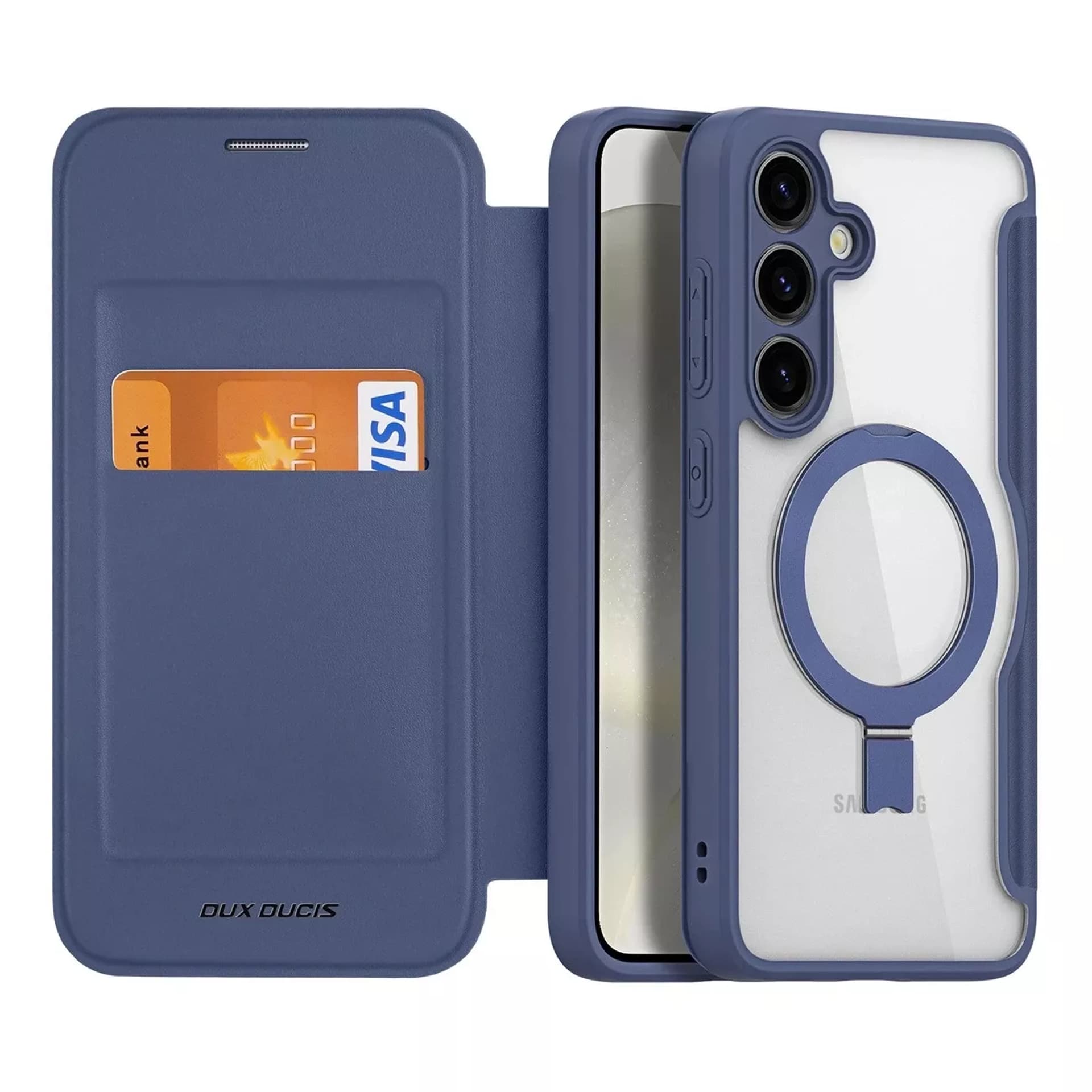 Etui Dux Ducis Skin X Pro z magnetycznym ringiem / podstawką do Samsung S24+ - niebieskie