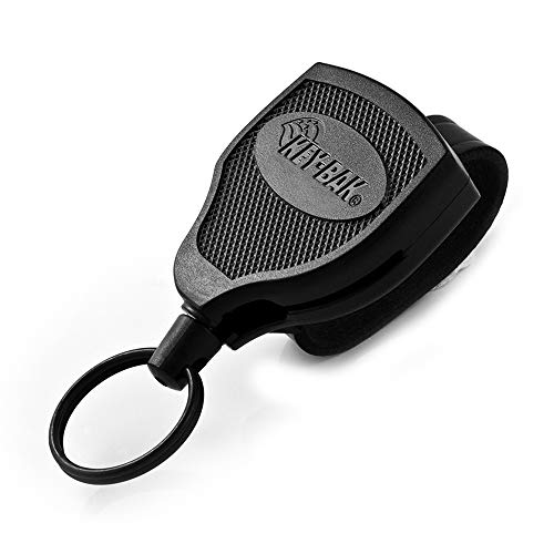 KEY-BAK SUPER48 HD 226.8 g. Blokujący, wytrzymały, chowany brelok, kabel ze stali nierdzewnej 122 cm, wytrzymała obudowa z poliwęglanu, skórzana szlufka na pasek, ponadwymiarowy pierścień dzielony,