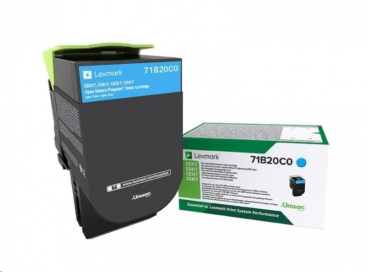 Toner zwrotny Lexmark 71B20C0 niebieski 2300 stron do CS/CX 317, 417, 517