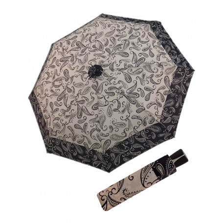 Fiber Mini Black White paisley - damski parasol składany