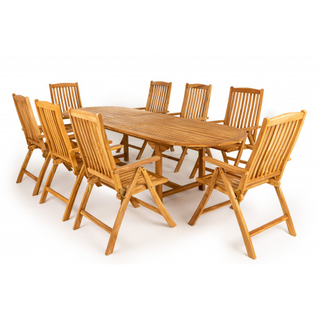 TAMAN DORSET FSC® - zestaw ogrodowy z drewna tekowego 8+1