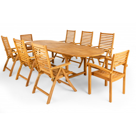 TAMAN NORFOLK FSC® - zestaw ogrodowy z drewna tekowego 6+2+1