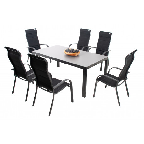LUNA MIAMI szary - aluminiowa sofa ogrodowa zestaw 6+1