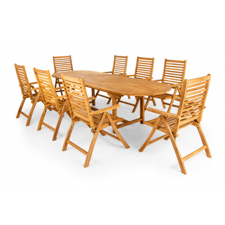 TAMAN NORFOLK FSC® - zestaw ogrodowy z drewna tekowego 8+1