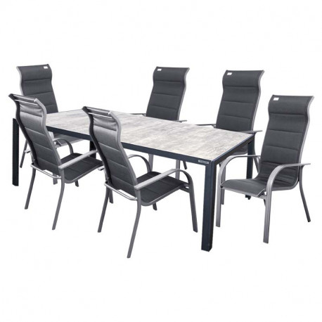 BERGAMO MIAMI szary - aluminiowy zestaw sof 6+1