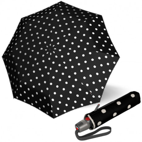 KNIRPS T.200 DOT ART BLACK - elegancki damski parasol w pełni automatyczny