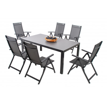 LUNA ACTIVE szary - aluminiowy zestaw wypoczynkowy 6 + 1