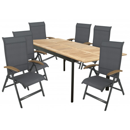 CONCEPT YELMO FSC® 6+1 - zestaw sof ogrodowych (aluminium/dąb)