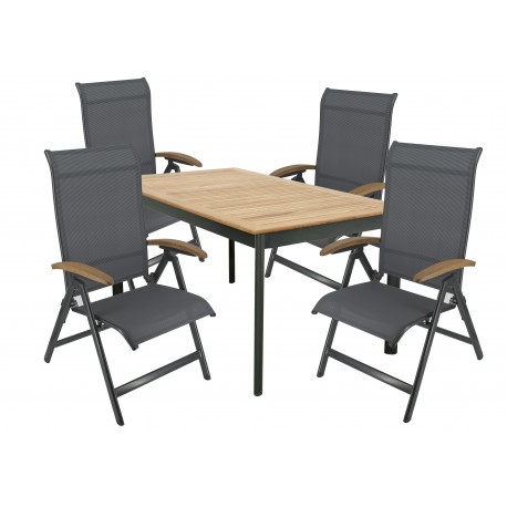 CONCEPT YELMO FSC® 4+1 - zestaw sof ogrodowych (aluminium/dąb)