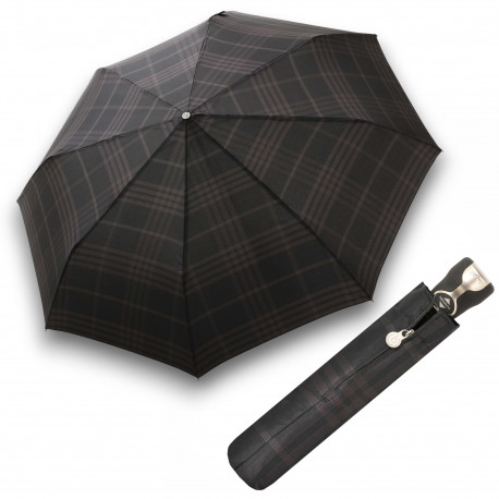 Gran Turismo Check Black - w pełni automatyczny składany parasol męski