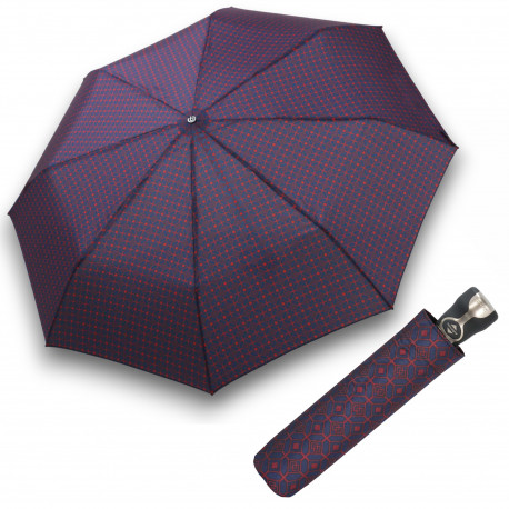 Gran Turismo Gents Print Navy - w pełni automatyczny składany parasol męski