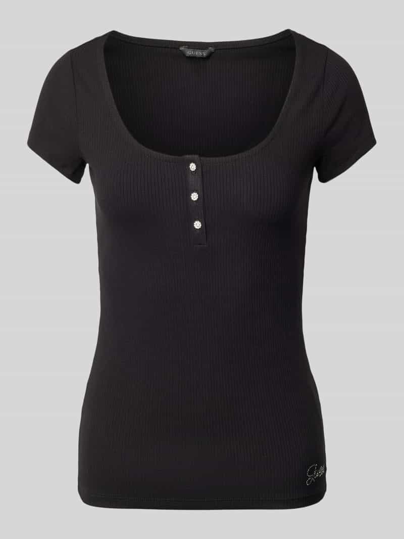 T-shirt z prążkowaniem model ‘KARLEE’
