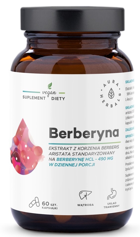 Aura Herbals Berberyna 490 mg HCL Berberis Aristata 60 kaps.