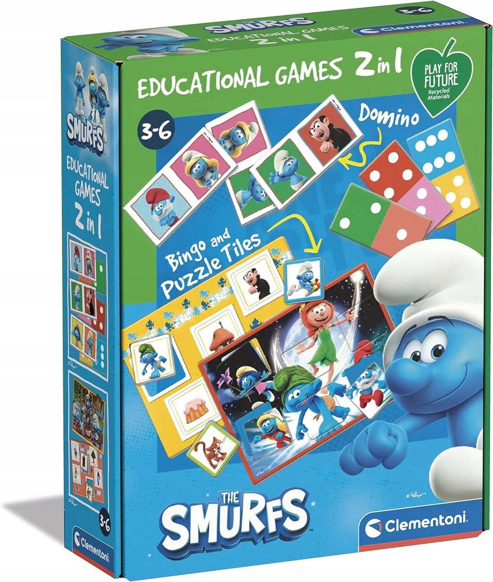 GRA SMERFY 2W1 DOMINO MEMORY