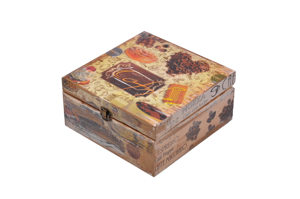 Szkatułka Decoupage Prezent Hand Made Motyw Kawa.