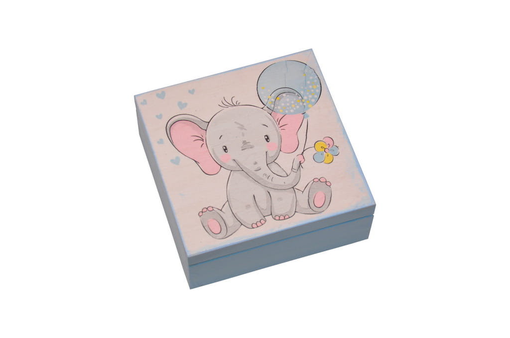 Szkatułka Dla Chłopczyka Na Skarby Ze Słonikiem Na Szczęście.