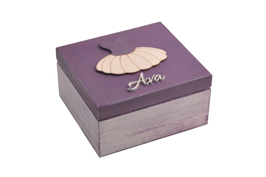 Szkatułka Biała / Wrzos Na Prezent Dekor Imię.