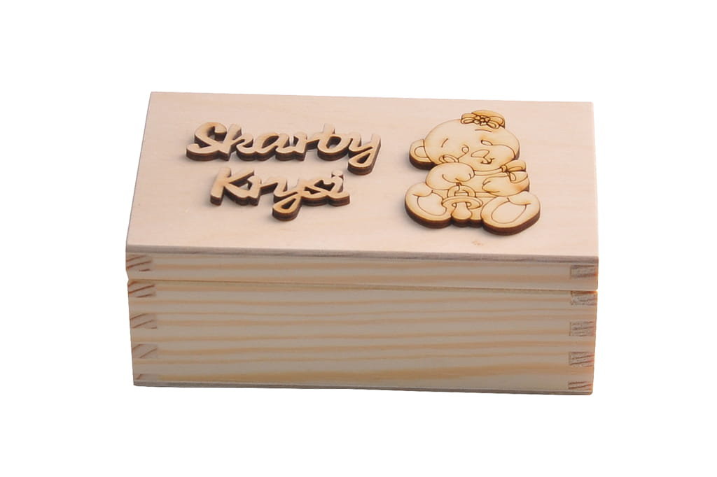 Mała eko szkatułka prezent urodziny miś napis imię.