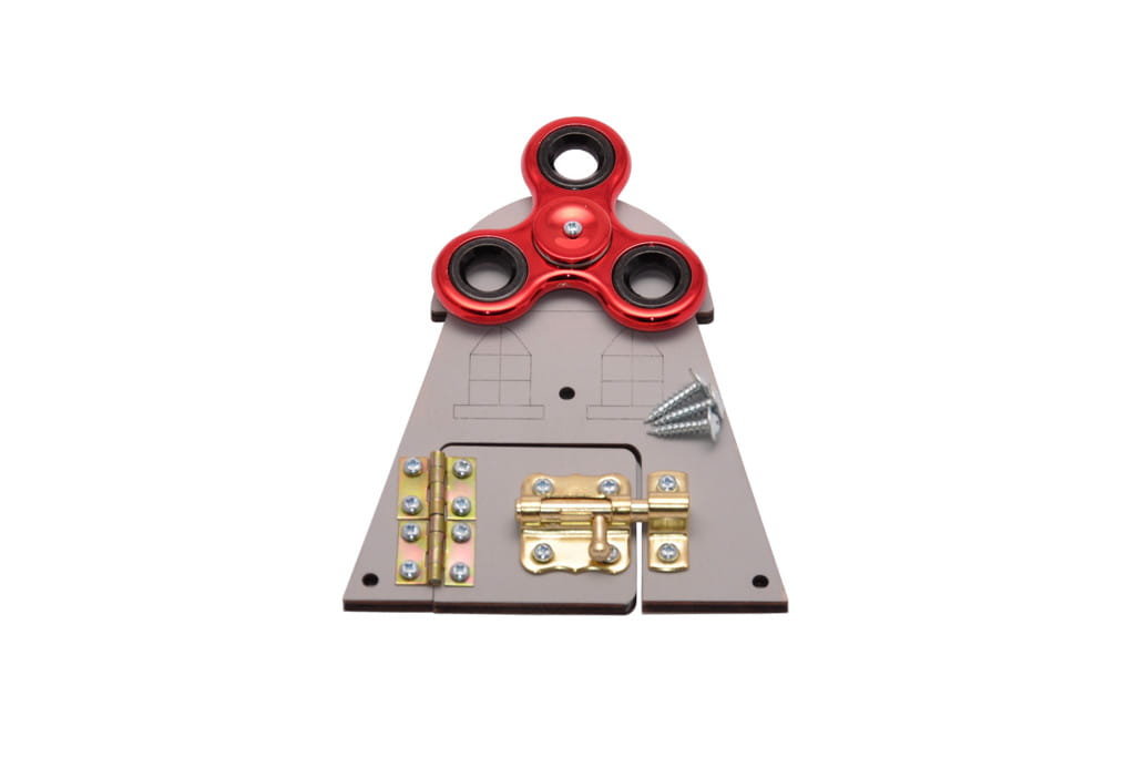 Szary wiatrak z zasuwką i spinner do tablicy manipulacyjnej