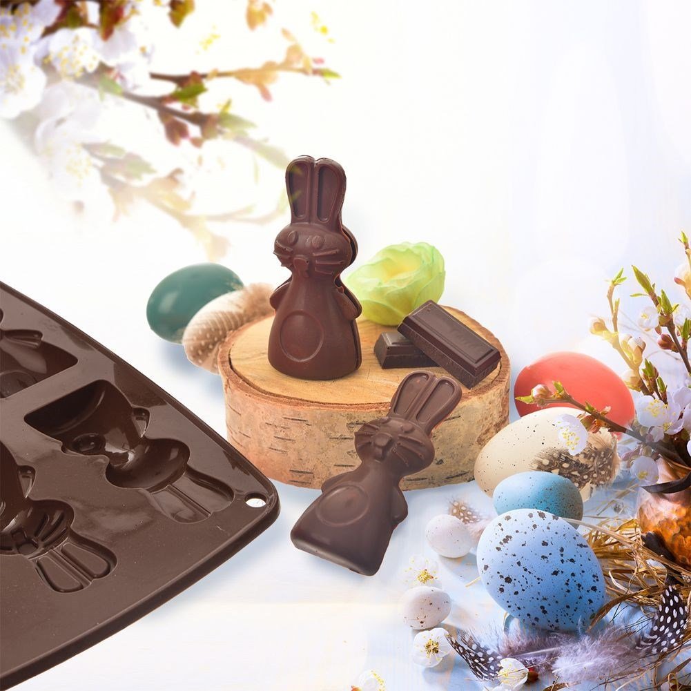 Forma do ciastek i pralin silikonowa brązowa zajączek