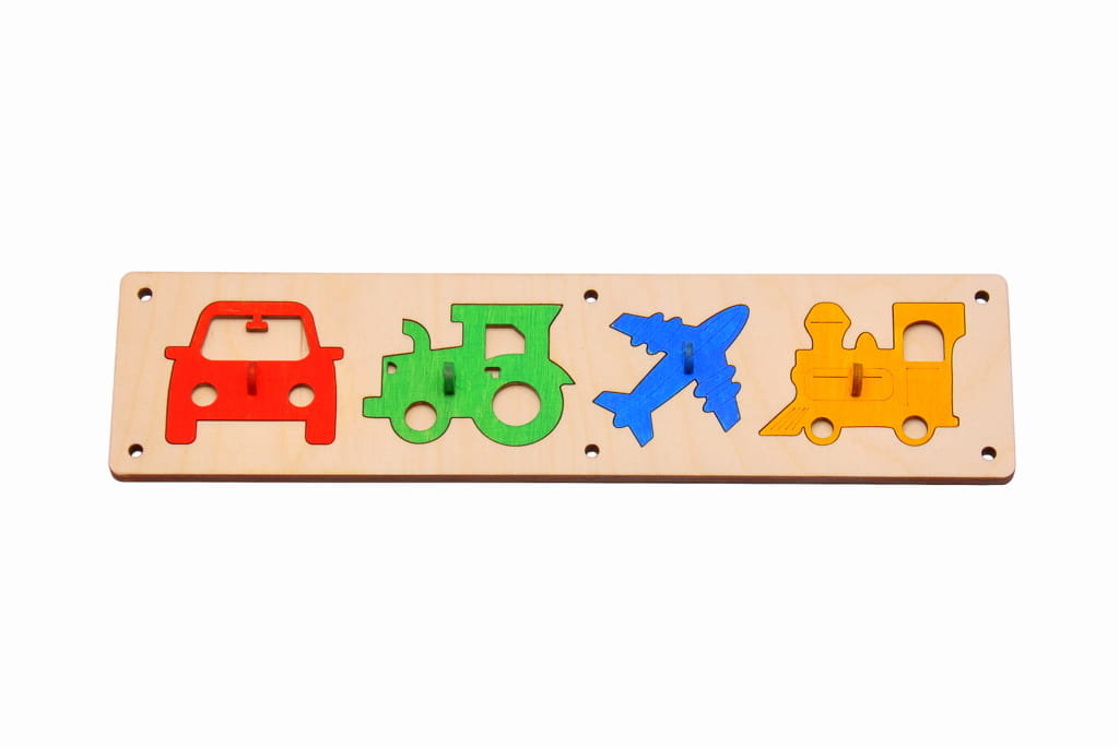Eko kolorowe puzzle do tablicy manipulacyjnej, puzzle autka.