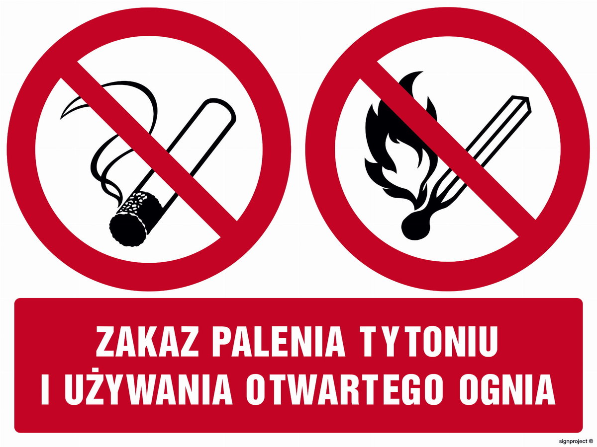 Zakaz Palenia Tytoniu I Używania Otwartego Ognia 30 X 22,5 Cm Pn Płyta 1Mm Libres Polska Sp