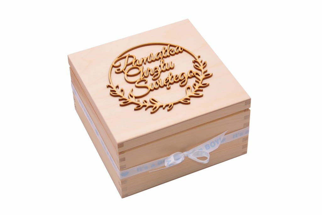 Eko szkatułka na chrzest prezent dla chłopca imię.