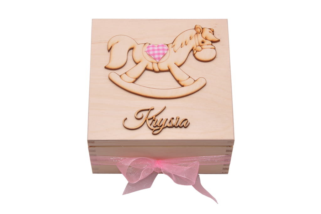 Eko szkatułka na prezent - dekor konik na biegunach imię.