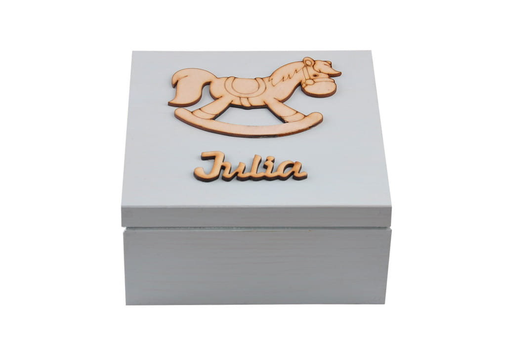 Szkatułka Na Prezent Dekor Konik Napis Imię Kolory.