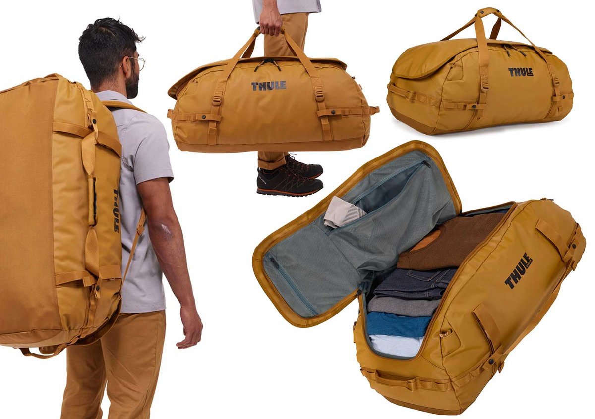 Torba podróżna turystyczna Plecak THULE CHASM Duffel Golden 90L
