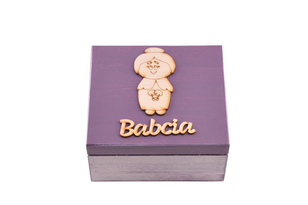 Malowana eko szkatułka na prezent dla babci dekor.